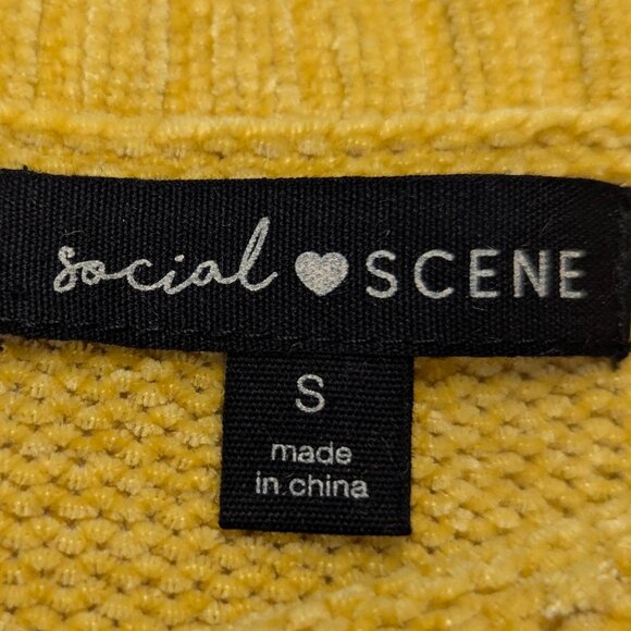 Social Scene Size Small Mustard Yellow Cropped Chenille Sweater - Picture 6 of 9
